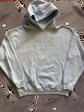 LONELY GHOST Light Blue Graphic Pullover Hoodie